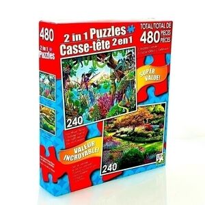 NIB 2 in 1 Puzzles 2x 240 Pieces Landscape Theme Puzzles
